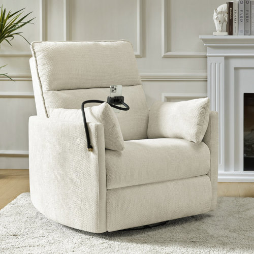 Talana Contemporary 38" Power Rocking Swivel Nursery Recliner with USB