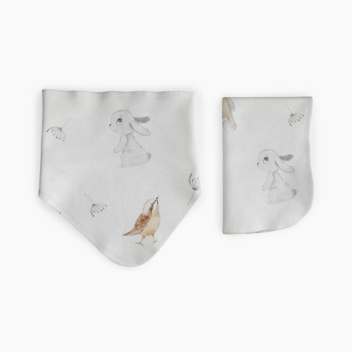 Stina & Mae Snuggle Bunny Bibs & Burp Cloth Set