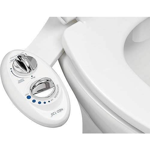 LUXE Bidet NEO 120 - Self-Cleaning Nozzle, Fresh Water Non-Electric Bidet Attachment for Toilet Seat, Adjustable Water Pressure, Rear Wash (White)