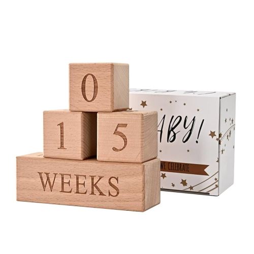 Baby Monthly Milestone Blocks - Handcrafted Wooden Number Blocks for Milestones - Days, Weeks, Months, Years - Ideal for Newborn Photos & First Year Memories