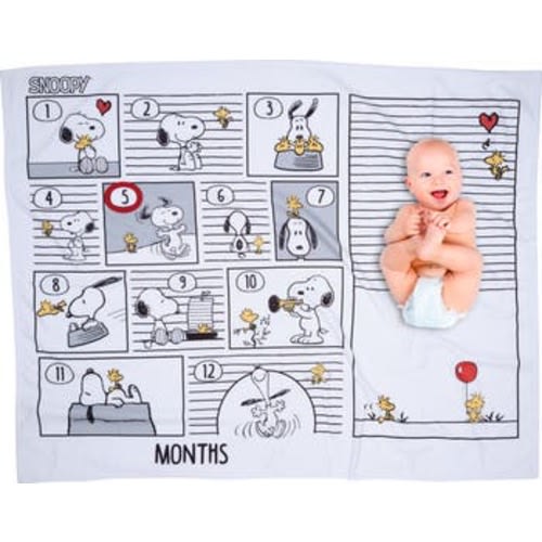 Snoopy Milestone Photo Opportunity Fleece Baby Blanket
