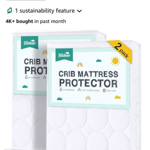 Crib Mattress Protector Sheets Waterproof 2 Pack, Quilted Crib Mattress Pad Cover Fitted Fits for Toddler Bed Mattress, White, 52” x 28”