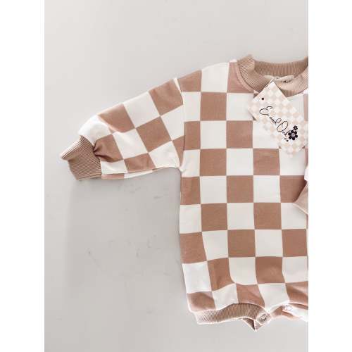 Neutral Checkered Romper