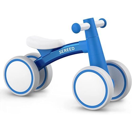 SEREED Baby Balance Bike for 1 Year Old Boys Girls 12-24 Month Toddler Balance Bike, 4 Wheels Toddler First Bike, First Birthday Gifts (Blue New) - Blue new