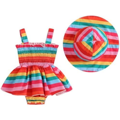 Mubineo Baby Girl Summer Clothes Floral Romper Dress Infant Sleeveless Rompers Skirt One Piece Boho Sun Dress Outfits