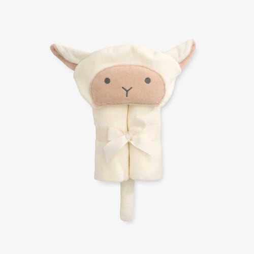 Cream Lambie Hooded Baby Bath Wrap – Elegant Baby