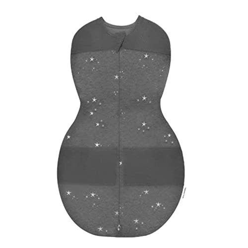Happiest Baby Sleepea 5-Second Swaddle - 100% Organic Cotton Baby Swaddle Blanket - Doctor Designed Promotes Healthy Hip Development (Charcoal Stars, Small)