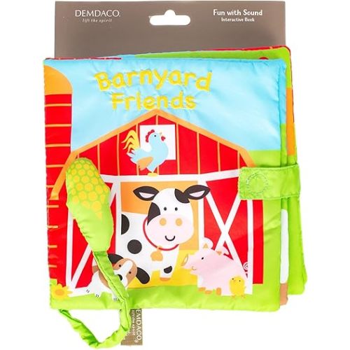 DEMDACO Happy Barnyard Friends Corn Rustic Red Children's Musical Soft Book Toy