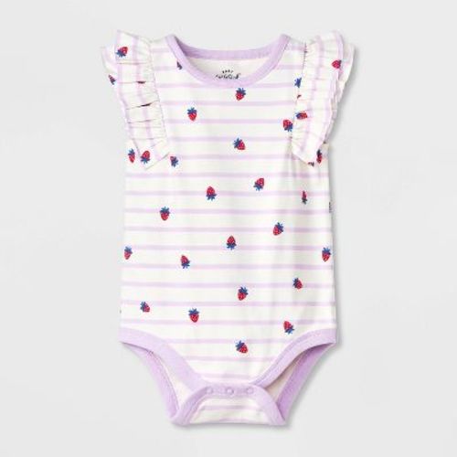 Baby Girls' Solid Ruffle Bodysuit - Cat & Jack™ Cream 18M