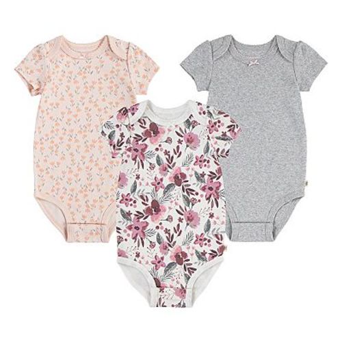 Newborn Baby Girls Huggies Babywear® Organic Short Sleeve Bodysuits 3-Pack
