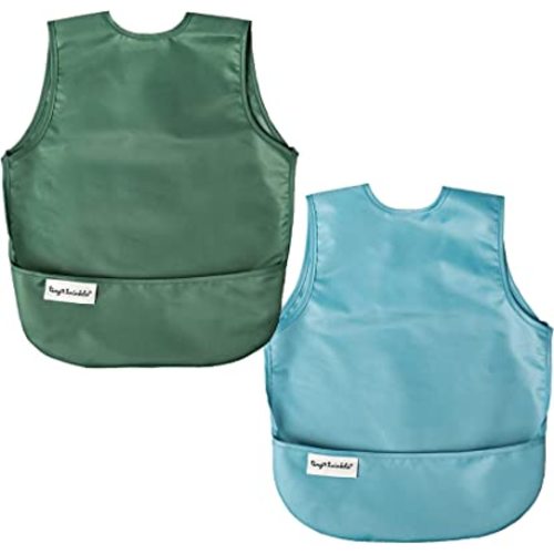 Tiny Twinkle Mess-Proof Apron Toddler Bibs w/Tug-Proof Closure, Baby Food Bibs, 2 Pack