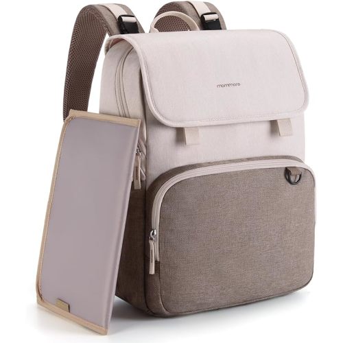mommore Diaper Bag Backpack Unisex Baby Bag Large Diaper Bag with Changing Pad, Insulated Pockets, Stroller Buckles, Durable Travel Backpack with Luggage Strap