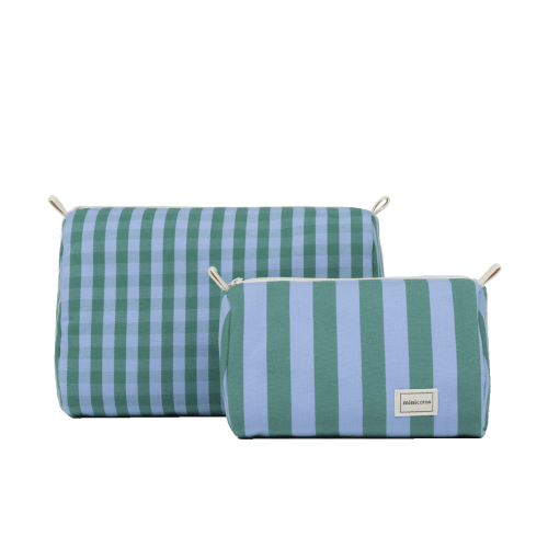 Set Toiletry Bag - Green + Sky Blue · Minicoton