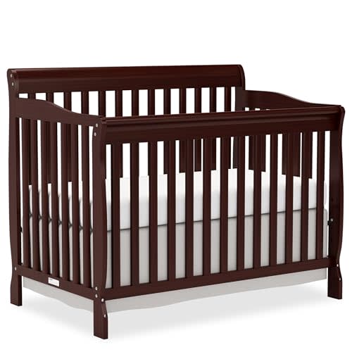 Goldzone Baby Crib 5-in-1 Convertible, Wooden Cribs Converts to Toddler Bed, Daybed and Full-Size Bed, Nursery Furniture with Non-Toxic Finishes (Espresso)
