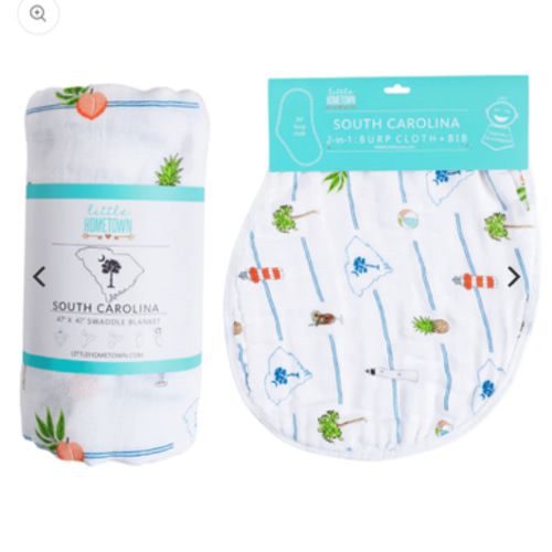 South Carolina Baby Swaddle & Burp Cloth Set | Soft Muslin Cotton – Little Hometown