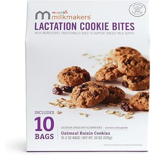 Munchkin® Milkmakers® Lactation Cookie Bites, Oatmeal Raisin, 10 Ct (Contains Fenugreek)