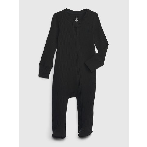 Baby First Favorites TinyRib Footed One-Piece in black, size: 0-3 M