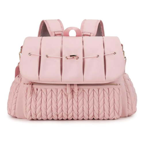 Osdhezcn Quilted Embroidered Double Shoulder Bag Large Capacity Backpack Diaper Organiser