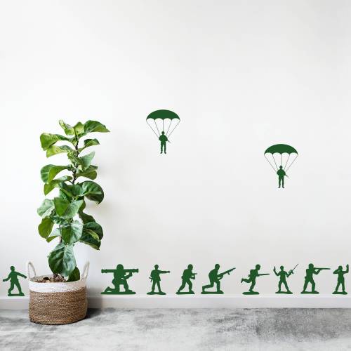 Set of 22 Toy Army Men Wall Vinyl Decal Stickers | Kids Army Soldiers | Kids Room Decoration | Boys Room | Childrens Decor