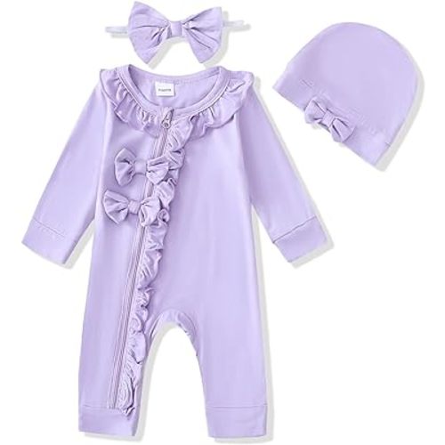 Mikrdoo Newborn Baby Girl Clothes - Soft Viscose for Bamboo One-Piece Romper Spring Summer Outfits for Preemie-18M, Stretchy