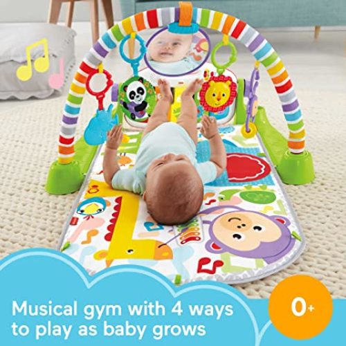 Fisher-Price Baby Playmat Deluxe Kick & Play Piano Gym with Musical -Toy Lights & Smart Stages Learning Content for Newborn to Toddler - Green
