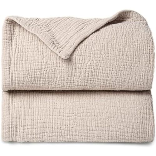 Lulu moon Muslin Quilt Blanket, Crib Blanket for Baby and Toddler,47x47 Inches(Ivory) - Baby Blanket