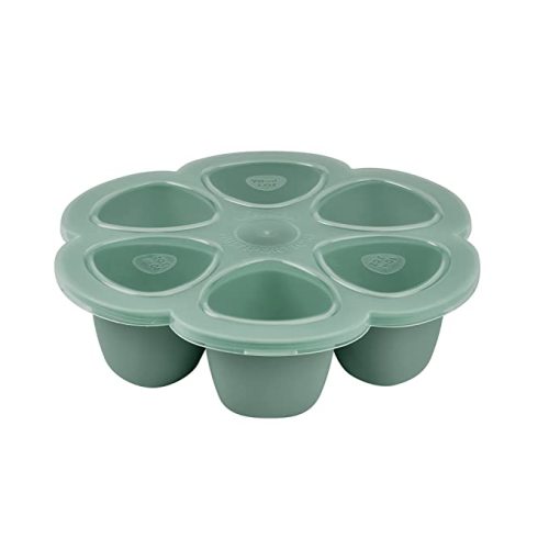 BEABA Multiportions Silicone Baby Food Storage Container, Baby Food Containers, Food Storage Container, Snack Containers, Baby Essentials, Oven and Freezer Safe, 3 oz, Sage - 3 Ounce
