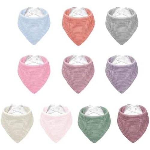 Muslin Baby Bibs,Soft Triangular Baby Bandana Drool Bibs for Baby Boy Girl,Solid Colors Bib for Drooling Teething