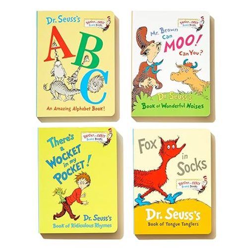 Little Green Boxed Set of Bright and Early Board Books: Fox in Socks; Mr. Brown Can Moo! Can You?; There's a Wocket in My Pocket!; Dr. Seuss's ABC (Bright & Early Board Books(TM))