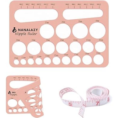 Nipple Sizer, Flange Measuring Tool for Breast Pump Flanges - Compatible, Silicone Flanges, Breast Pump Cushion, Flange Inserts, Nipple Ruler for Flange Sizing - Circle Ruler Design-Pink