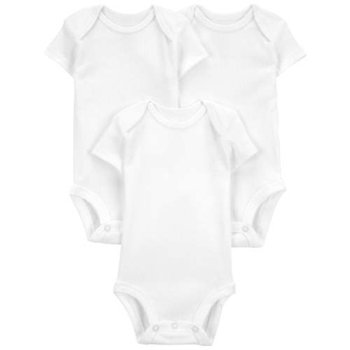 Carter's Child of Mine Baby Unisex Short Sleeve Bodysuits, 3-Pack Sizes Preemie-18 Months