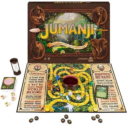 Spin Master Games, Jumanji 30th Anniversary Edition, The Classic Thrilling Adventure Family Board Game Based on The Action-Comedy Movie, Updated Jungle Challenges, 2-4 Players, for Ages 6 & Up
