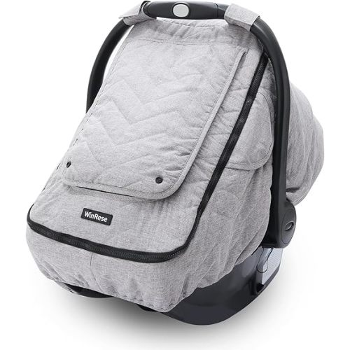 Baby Car Seat Cover - 3-Layer Thick Fabric, Waterproof, Breathable Mesh Window - Windproof & Snow Blocking, Keep Baby Warm in Winter - Universal Fit for Infant Car Seat and Carrier