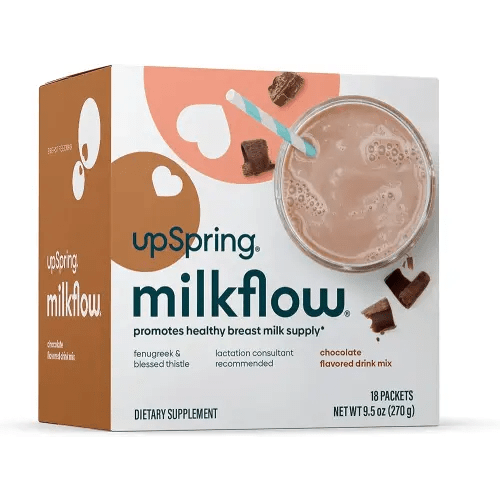 Upspring Milkflow Lactation Supplement Drink Mix – Milk Lactation Supplement to Support Breast Milk Production with Fenugreek and Blessed Thistle, Chocolate Flavor, 18 Servings (FG0070-03)