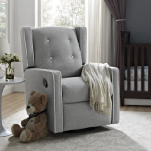 Baby Relax Robyn 2-in-1 Nursery Rocker Recliner, Gray Linen