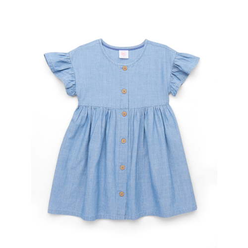 Wonder Nation Toddler Girls Cotton Dress with Flutter Sleeves, Sizes 12M-5T