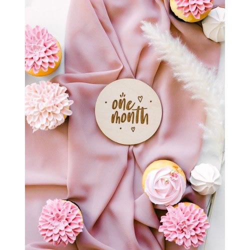 Birth Milestone Card Set, Wooden Disc Birth Announcement, Milestone Marker Plaque, Baby Shower Gift, Newborn, Month Marker Cards