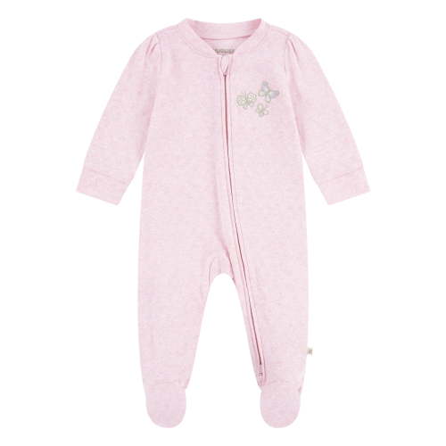 Huggies Baby Girl Organic Cotton Sleep and Play, 2-Way Zip Coveralls, NB-9M