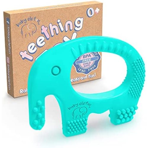 BABY ELEFUN Teething Toy Ring, Easy to Hold BPA Free Silicone Teethers With Gift Christmas Stocking Stuffers Package, Effective Elephant Teether Rings Toys For Babies 0-6 6-12 Months Infant Boy & Girl