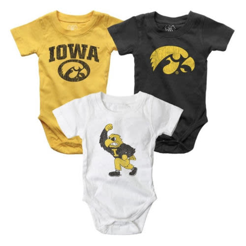 University of Iowa Infant 3 Pack Hopper Bodysuit Set