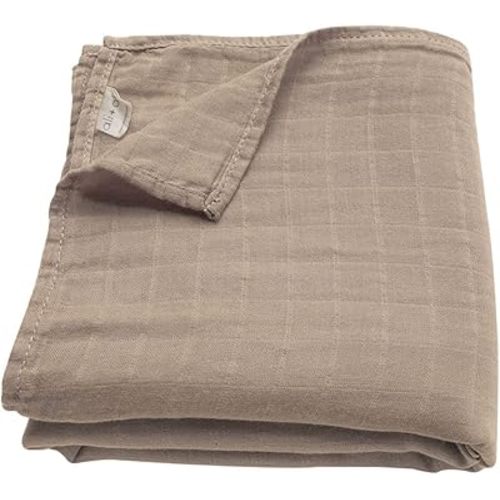 Ali+Oli Muslin Swaddle Blanket for Baby (Taupe) Large 47" x 47" Soft Rayon Made from Bamboo & Organic Cotton Muslin Blanket, Machine Washable Receiving Blanket Wrap for Newborn to Toddler