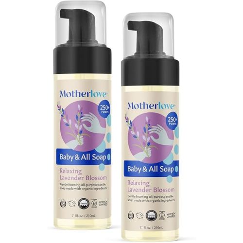 Motherlove Baby & All Soap (2 pack, 7.1 oz) Gentle Foaming All-Purpose Castile Soap Made with Organic Ingredients – Relaxing Lavendar Blossom