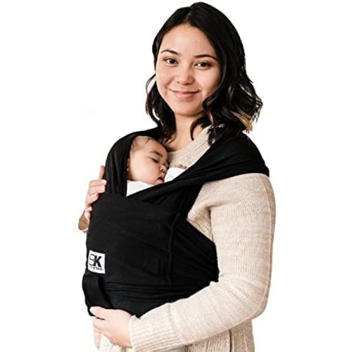 Baby K'tan Original Baby Wrap Carrier, Infant and Child Sling - Simple Pre-Wrapped Holder for Babywearing - No Tying or Rings - Carry Newborn up to 35 lbs, Black, Women 6-8 (Small), Men 37-38