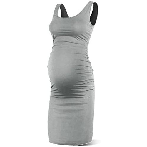 Rnxrbb S-2XL Women Summer Sleeveless Maternity Dress Pregnancy Tank Scoop Neck Mama Clothes Casual Bodycon Clothing