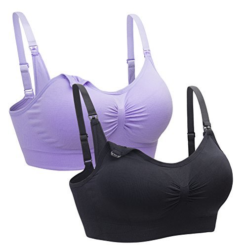 Suekaphin 2PACK Nursing Maternity Bra for Pregnancy Women Breastfeeding Comfortable Sleeping with Extenders