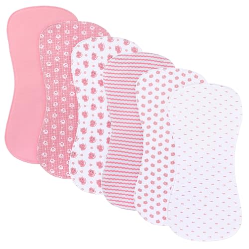 Gelisite 6 Pack Cotton Baby Burp Cloths Extra Absorbent Soft for Baby Boys and Girls (Pink-fxm)