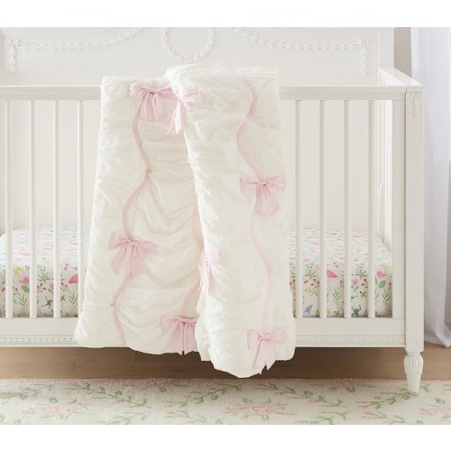 Pink Stripe Bow Baby Quilt | Pottery Barn Kids