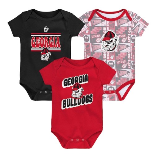 Georgia Bulldogs Newborn Sunday Comics 3-Pack Bodysuit Set - Red