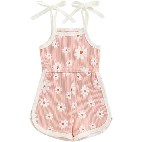 Toddler Baby Girl Romper Daisy Floral Sleeveless Straps Jumpsuit Shorts Overalls Cute Summer Outfit Clothes