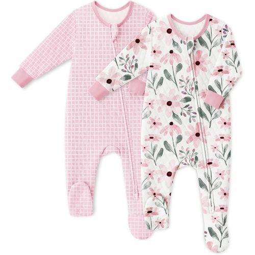 Yoofoss Baby Pajamas Organic Cotton Baby Winter Clothes Warm Newborn Sleepers for 0-3 3-6 6-9 Months, Quilted Footed Pjs